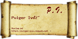 Pulger Ivó névjegykártya